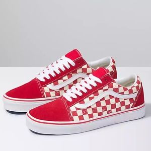 Red Primary Check Old School Vans